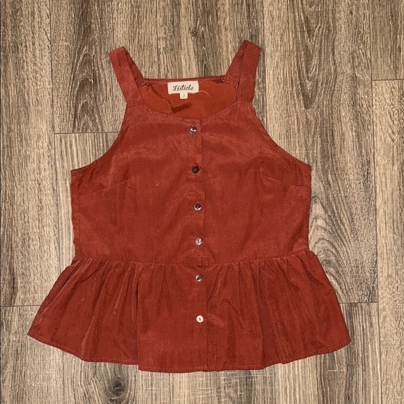 Listicle Rust Button-Up Top - Picture 1 of 8